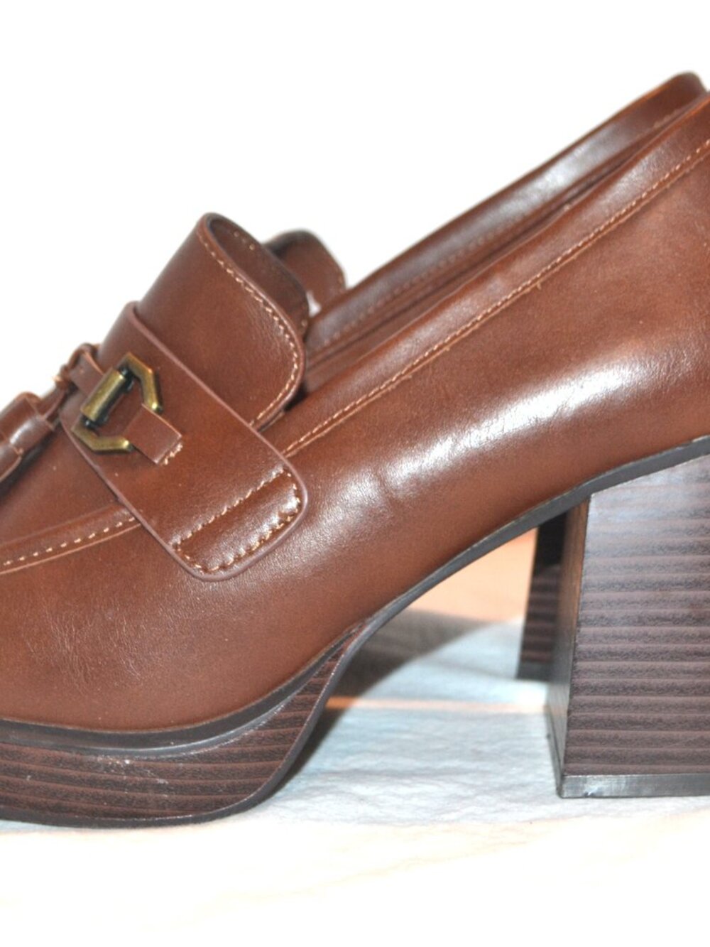 Ladies Loafers Hazen Brown Size 9 NWOT Chunky Platform - Picture 3 of 7